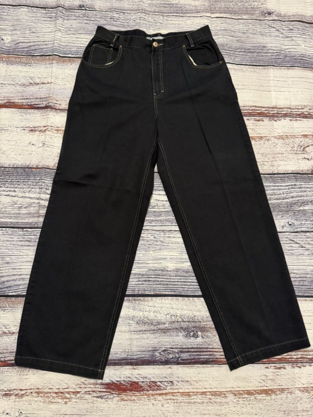 Vintage Old Navy Carpenter Jeans Womens 12 Black Wide Leg Workwear USA 32x30
